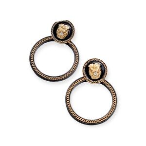 Aldo Versace Inspired Bereriel Gold/ Black Lion Head Hoop Earring